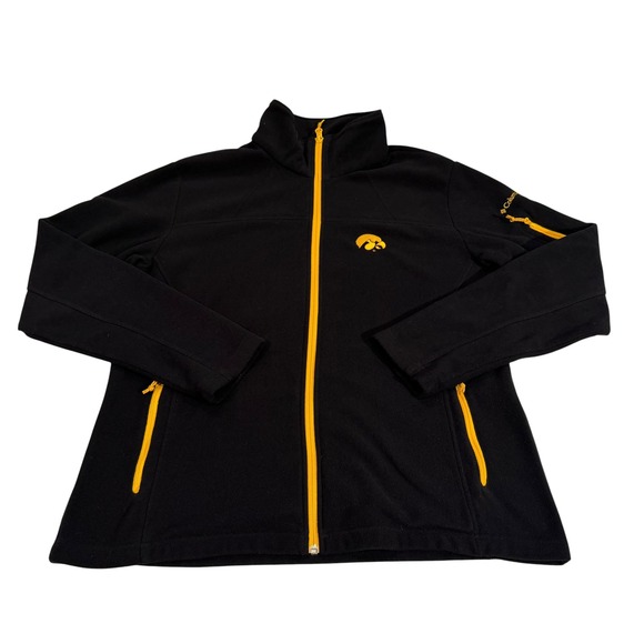 Columbia Other - Columbia Iowa Hawkeyes Mens XL Full Zip Fleece Jacket Black Yellow Sportswear